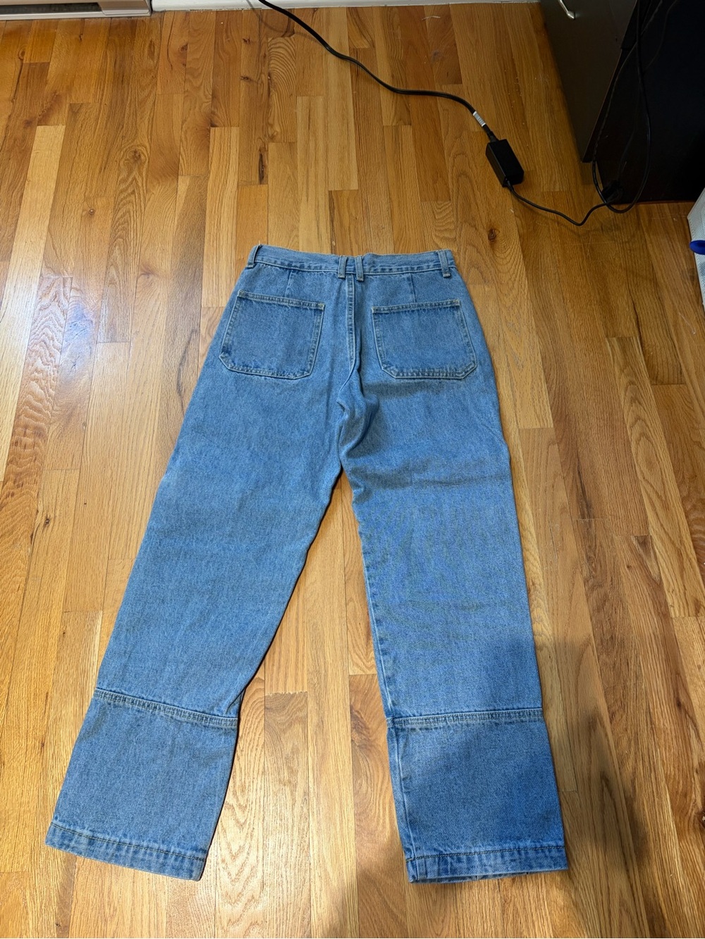 Woman’s Blue Cargo Denim Pants - Picture 2 of 3